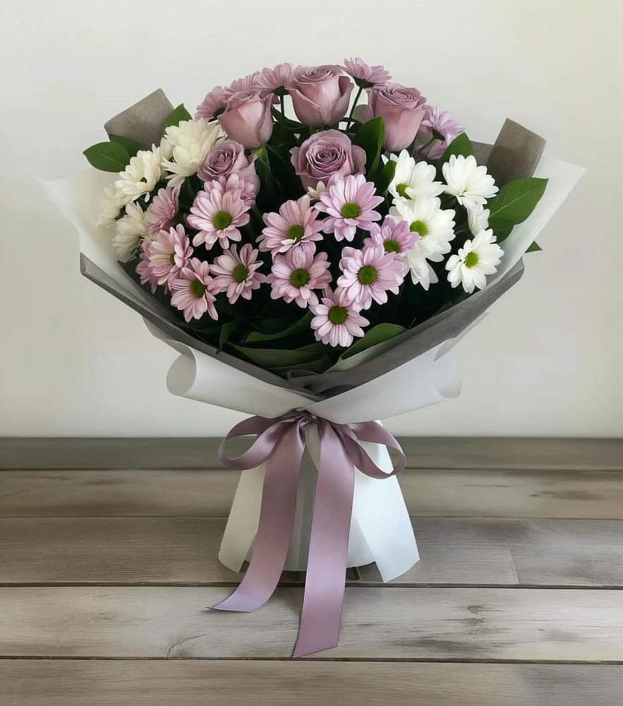 Букет цветов из: Хризантемы и Розы в Червлённой-Узловой