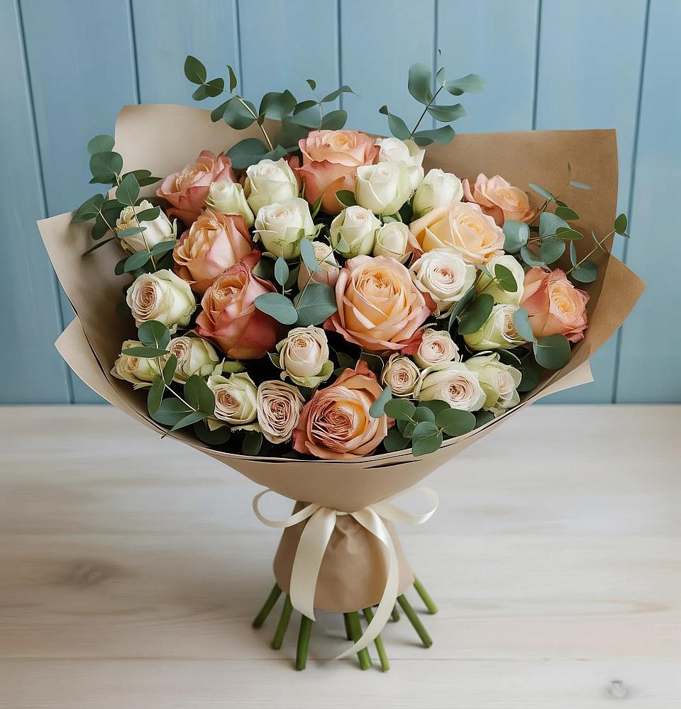 Букет цветов из: Альстромерии и Розы в Червлённой-Узловой