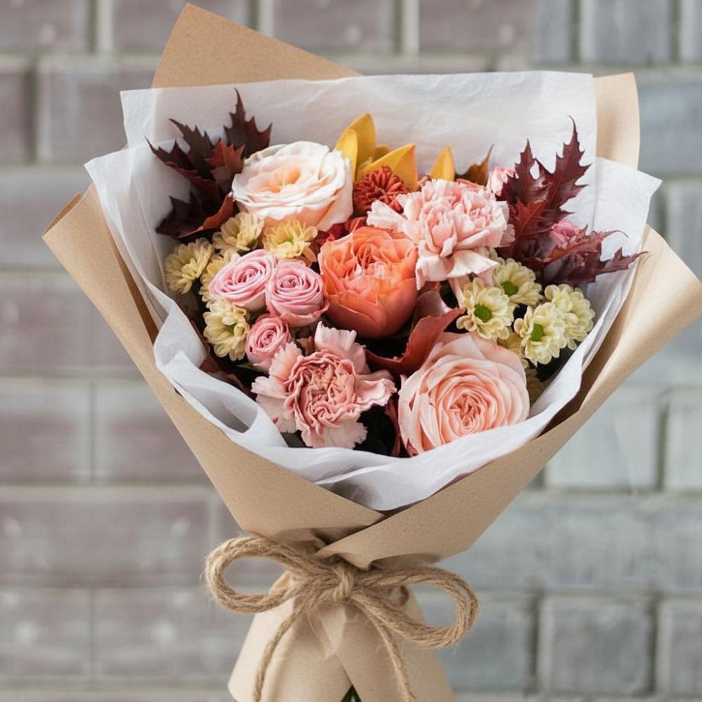 Букет цветов из: Гвоздики, Хризантемы и Розы в Червлённой-Узловой