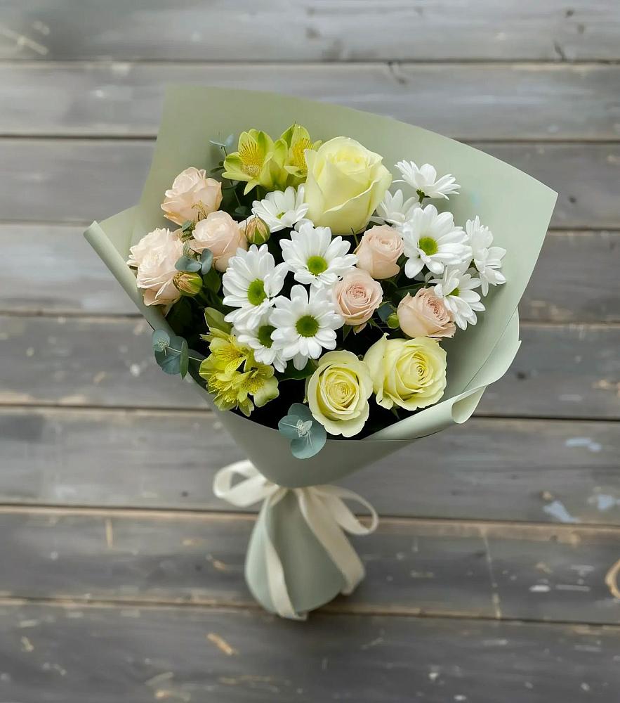 Букет цветов из: Альстромерии, Розы и Хризантемы в Червлённой-Узловой