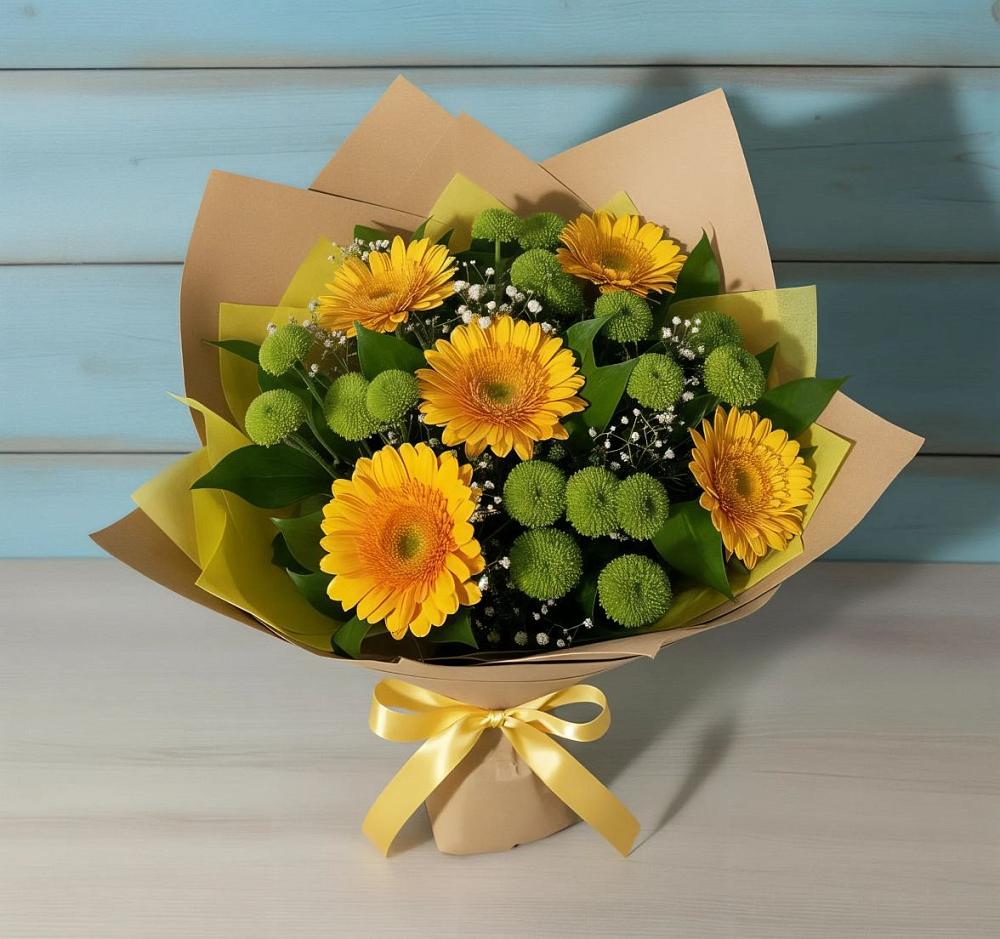 Букет цветов из: Герберы и Хризантемы в Червлённой-Узловой
