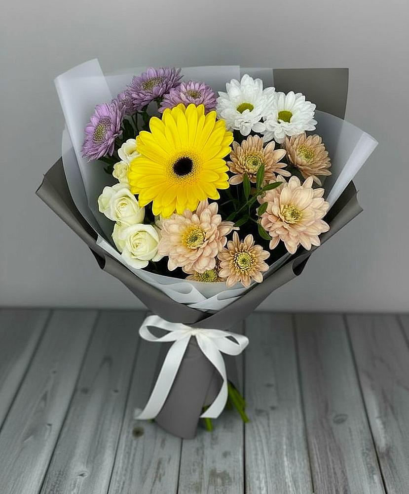 Букет цветов из: Розы, Герберы и Хризантемы в Червлённой-Узловой