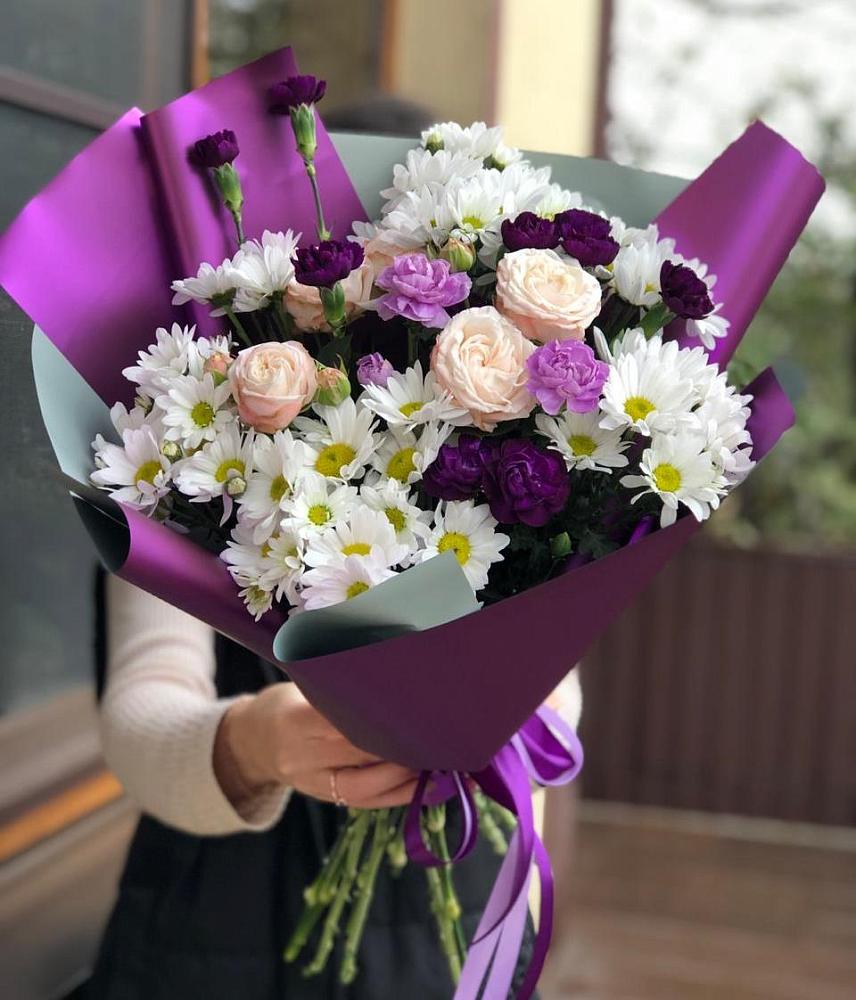 Букет цветов из: Хризантемы, Гвоздики и Розы в Червлённой-Узловой