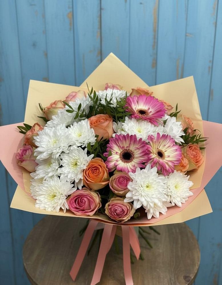 Букет цветов из: Розы, Герберы и Хризантемы в Червлённой-Узловой