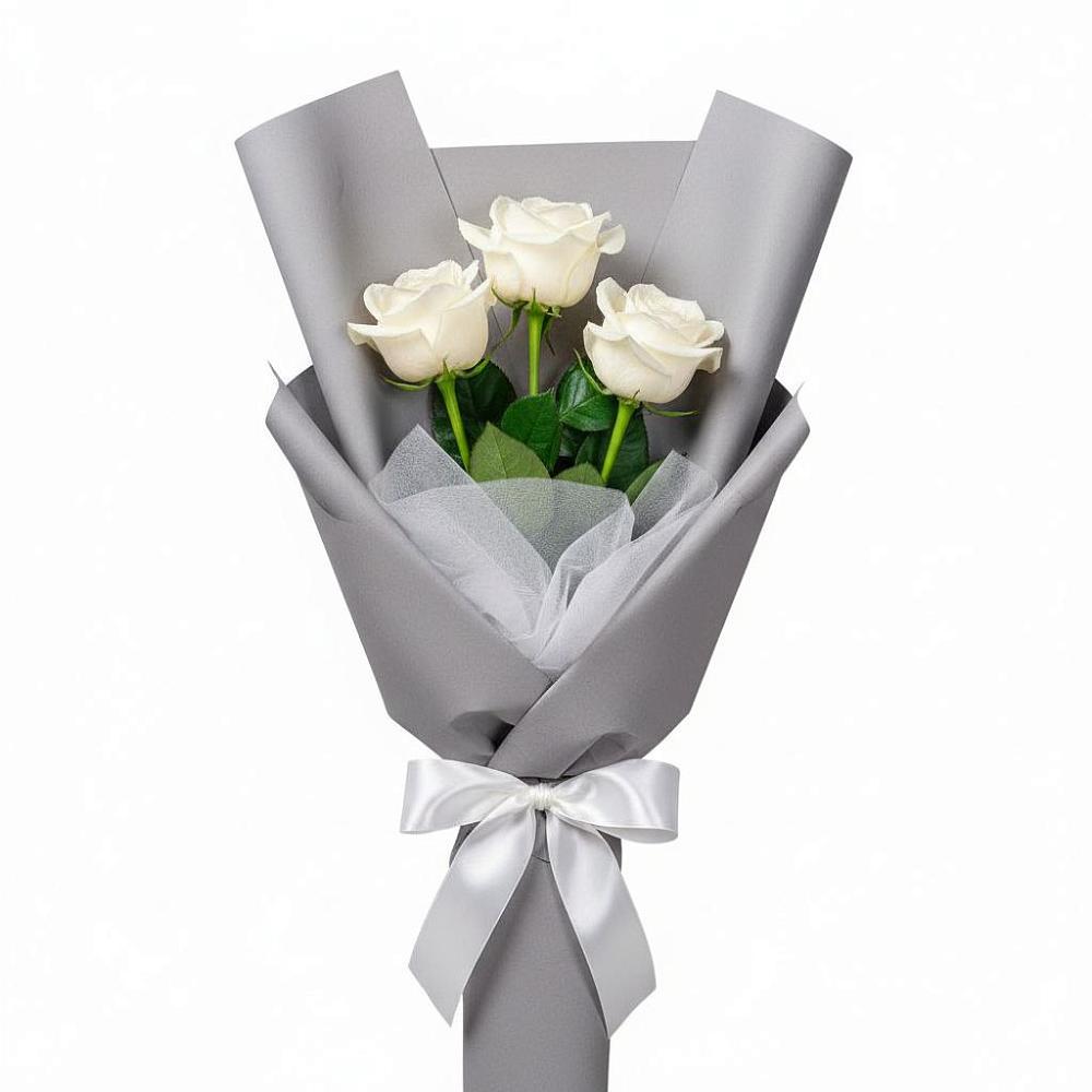 Букет 3 белые розы в Червлённой-Узловой