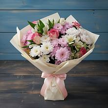 Букет цветов из:  Хризантемы, Альстромерии и Розы в Червлённой-Узловой