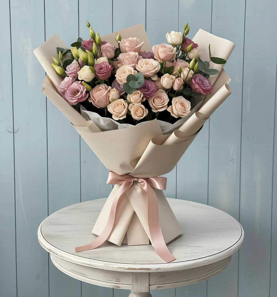 Букет цветов из: Розы и Лизиантусы в Червлённой-Узловой