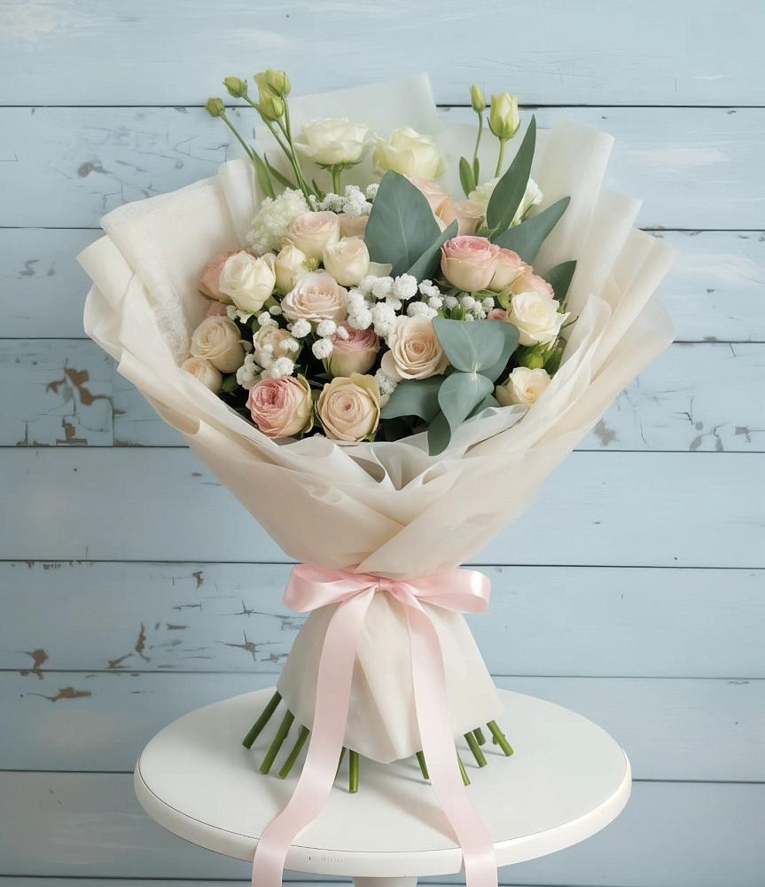 Букет цветов из: Розы и Лизиантусы в Червлённой-Узловой