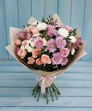 Букет цветов из:  Хризантемы, Розы и Альстромерии в Червлённой-Узловой