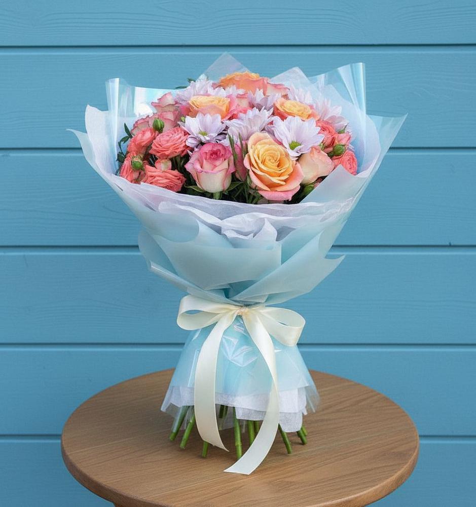 Букет цветов из: Хризантемы и Розы в Червлённой-Узловой