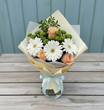 Букет цветов из:  Герберы, Розы и Хризантемы в Червлённой-Узловой