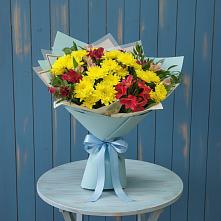 Букет цветов из:  Альстромерии и Хризантемы #REPLACE_PRED# Червлённой-Узловой