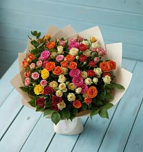 Букет Микс из разноцветных кустовых роз в Червлённой-Узловой